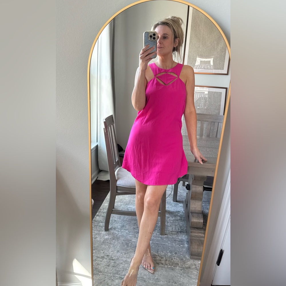 Gianni Bini Barbie Hot Pink Fuchsia Cut Out Mini Dress - Picture 2 of 12